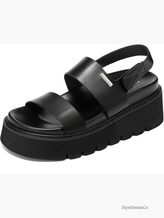 Platform Sandals with Back Strap Arch Support Chunky Beach Slides
